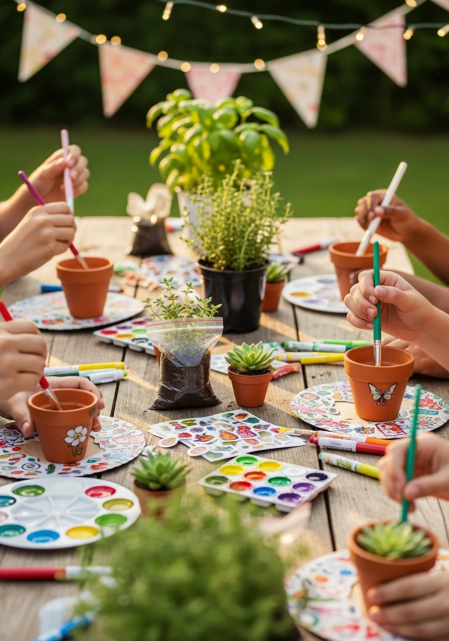 Decorate Plant Pot Activity - Perfect Birthday Garden Party Ideas