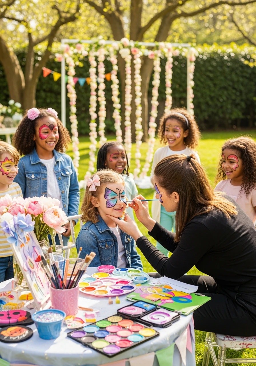Kids Face Painting Station - Perfect Birthday Garden Party Ideas