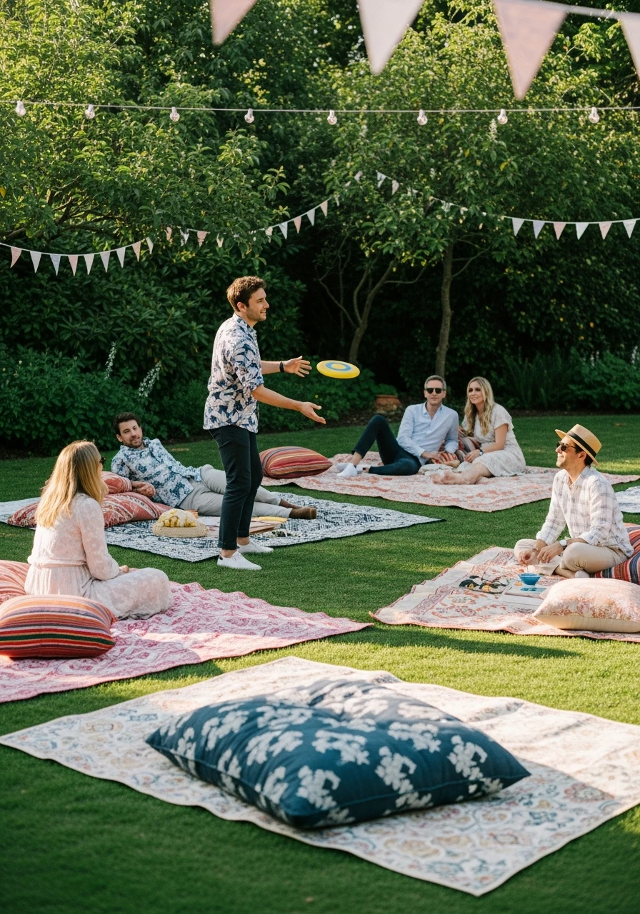 Casual Blanket Game Zone - Perfect Birthday Garden Party Ideas