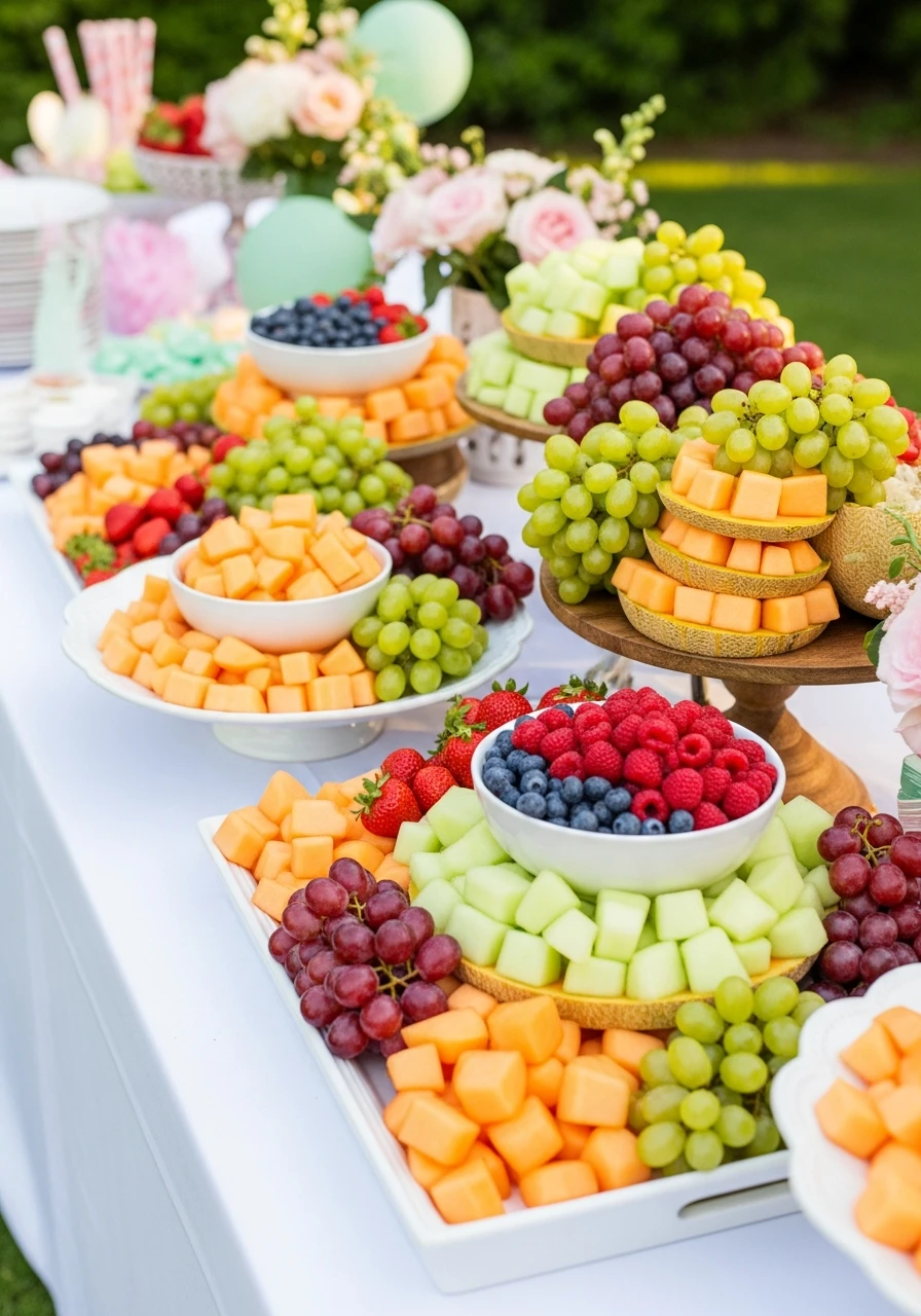 Colorful Fresh Fruit Display - Perfect Birthday Garden Party Ideas