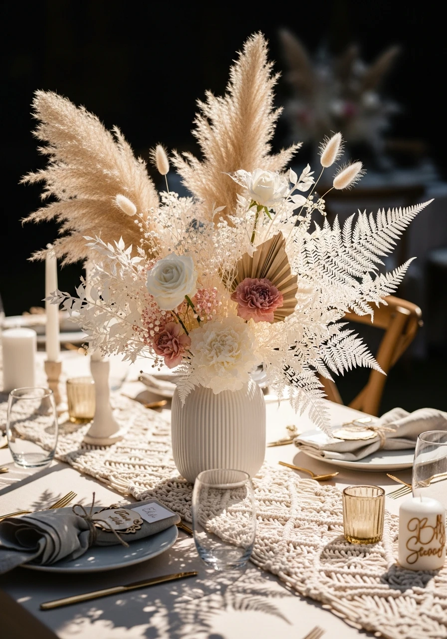 Fluffy Pampas Centerpieces - 50 Dreamy Boho Baby Shower Ideas for a Perfect Celebration