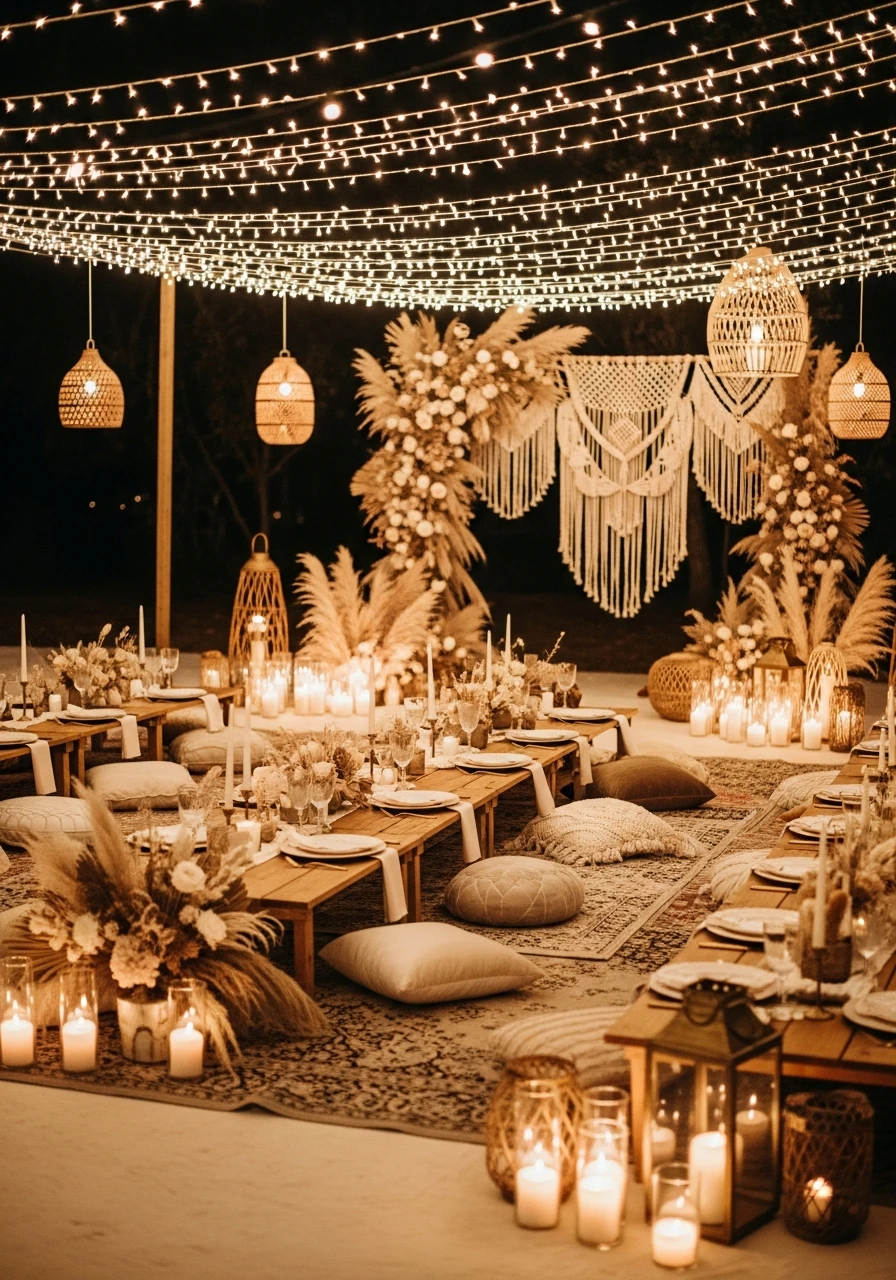 Warm, Dreamy Lighting - 50 Dreamy Boho Baby Shower Ideas for a Perfect Celebration