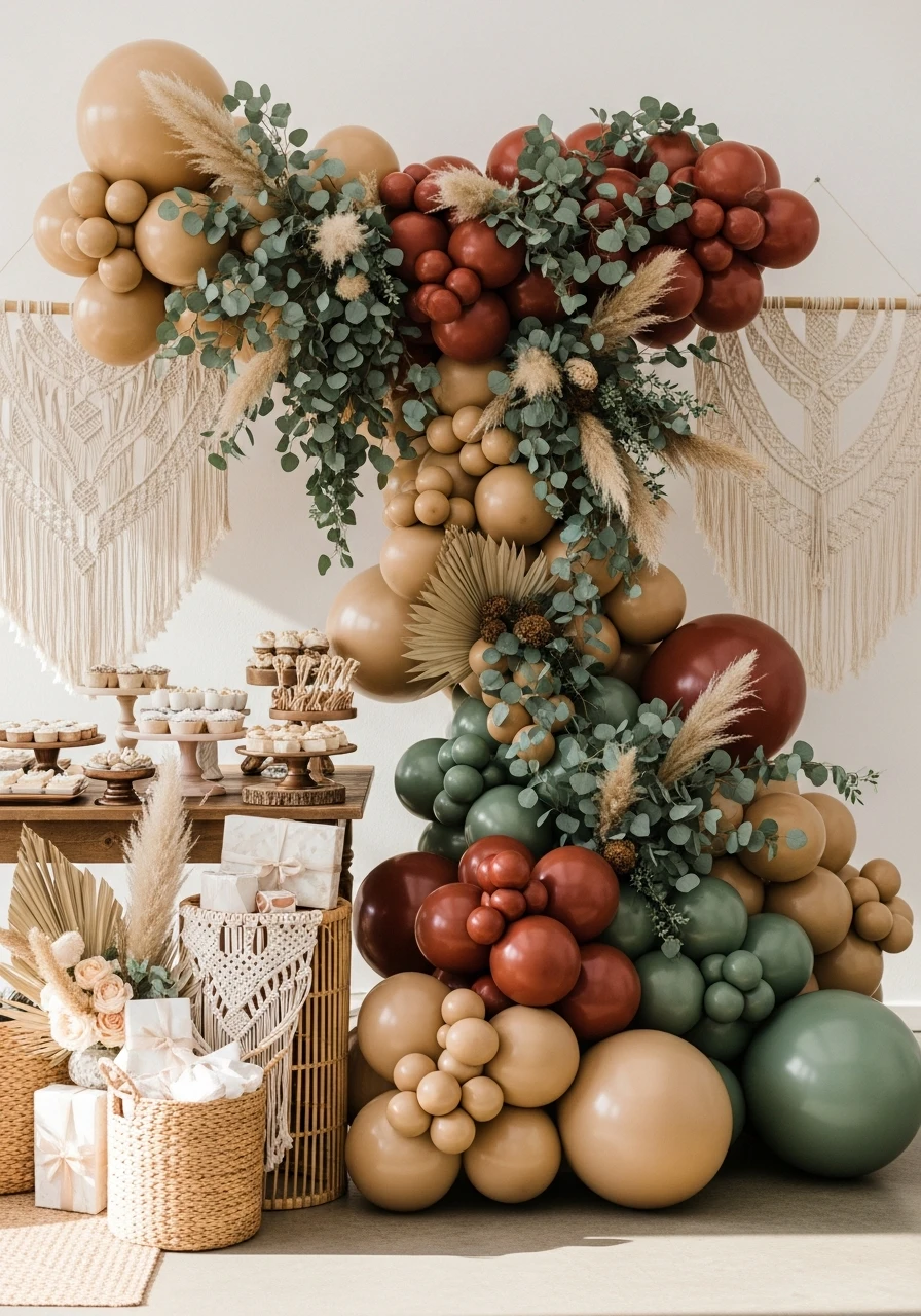 Modern Balloon Garland - 50 Dreamy Boho Baby Shower Ideas for a Perfect Celebration