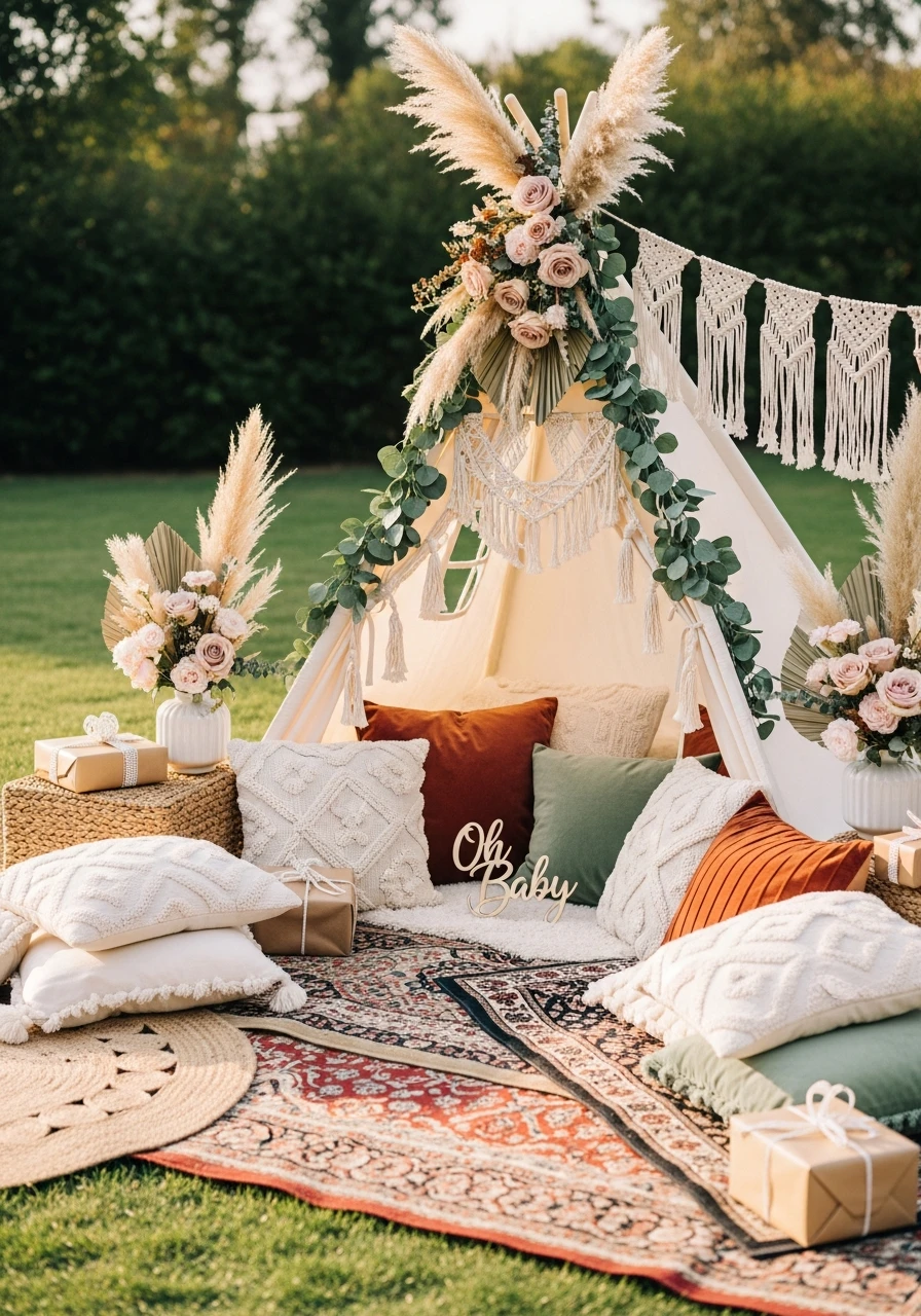 Cute Teepee Photo Spot - 50 Dreamy Boho Baby Shower Ideas for a Perfect Celebration
