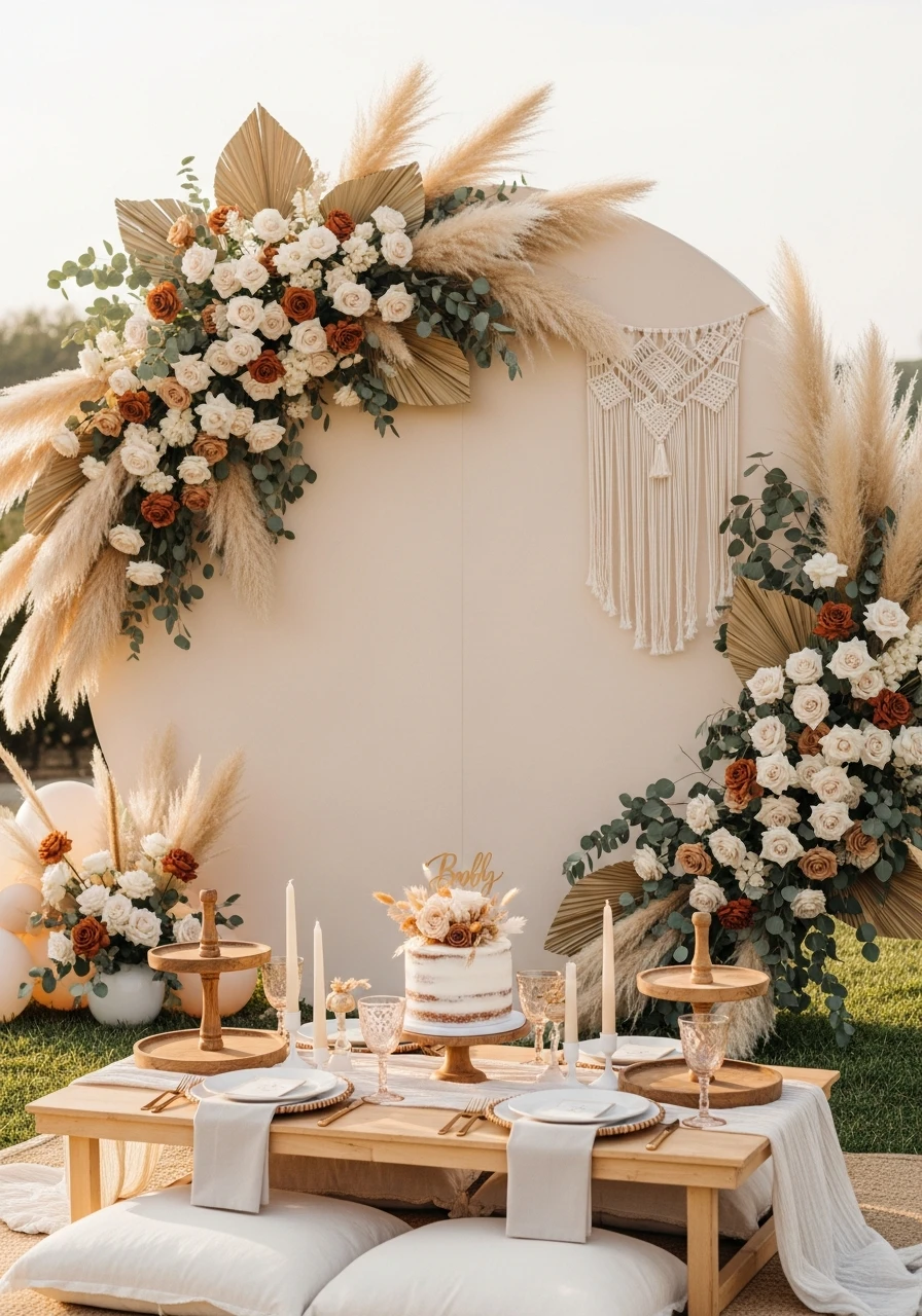 Soft Round Backdrop - 50 Dreamy Boho Baby Shower Ideas for a Perfect Celebration