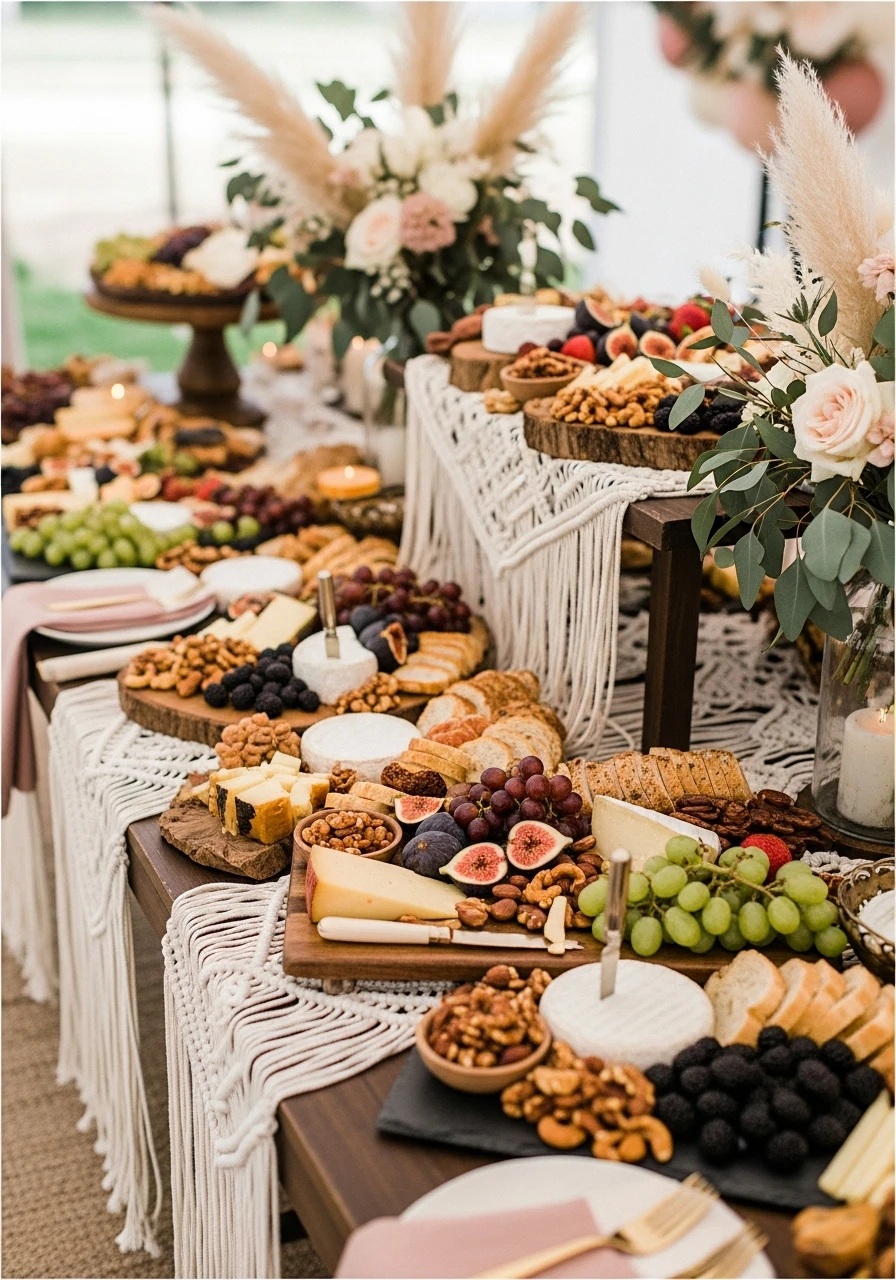 Stunning Food Display - 50 Dreamy Boho Baby Shower Ideas for a Perfect Celebration