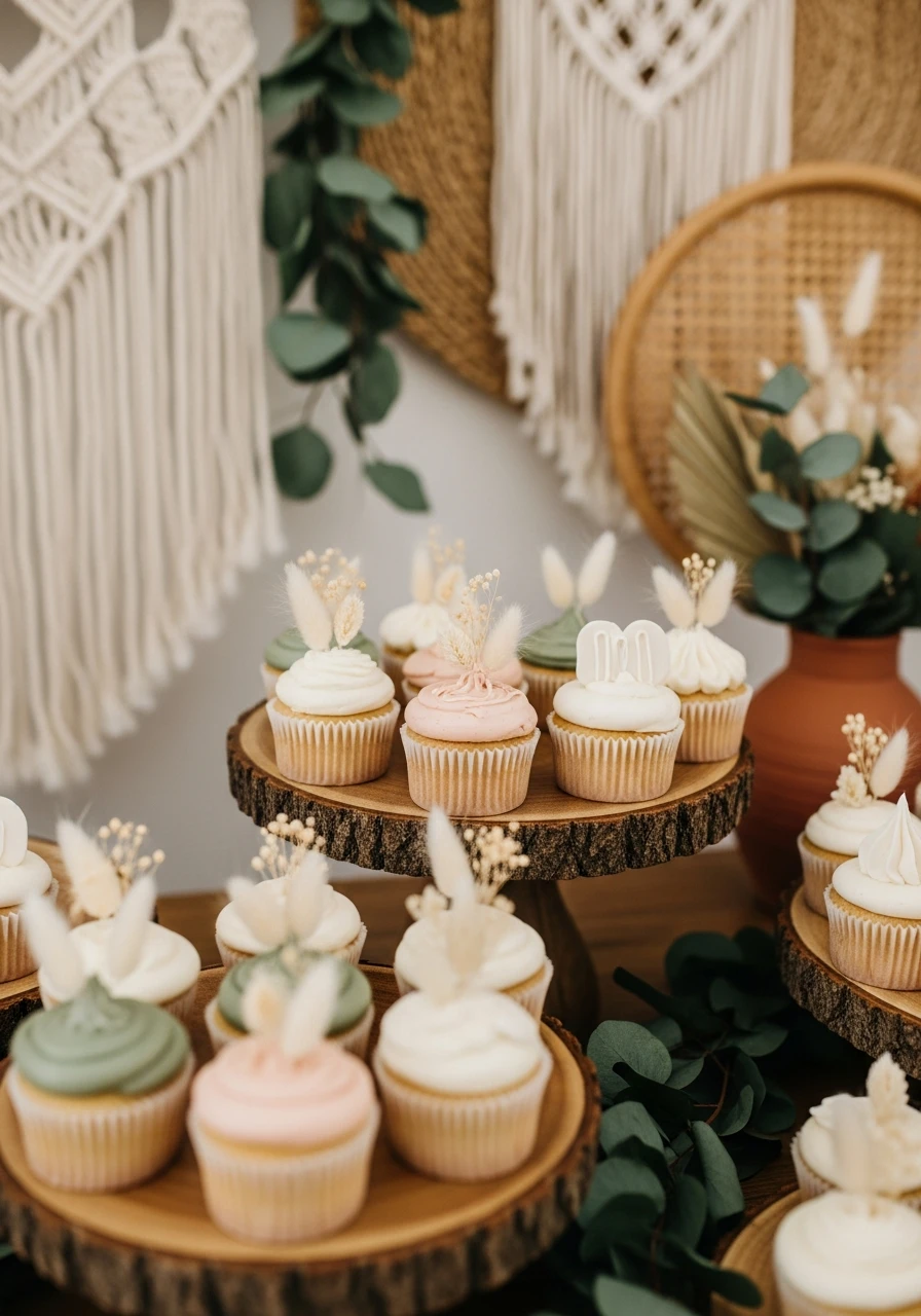 Decorated Cupcake Treats - 50 Dreamy Boho Baby Shower Ideas for a Perfect Celebration