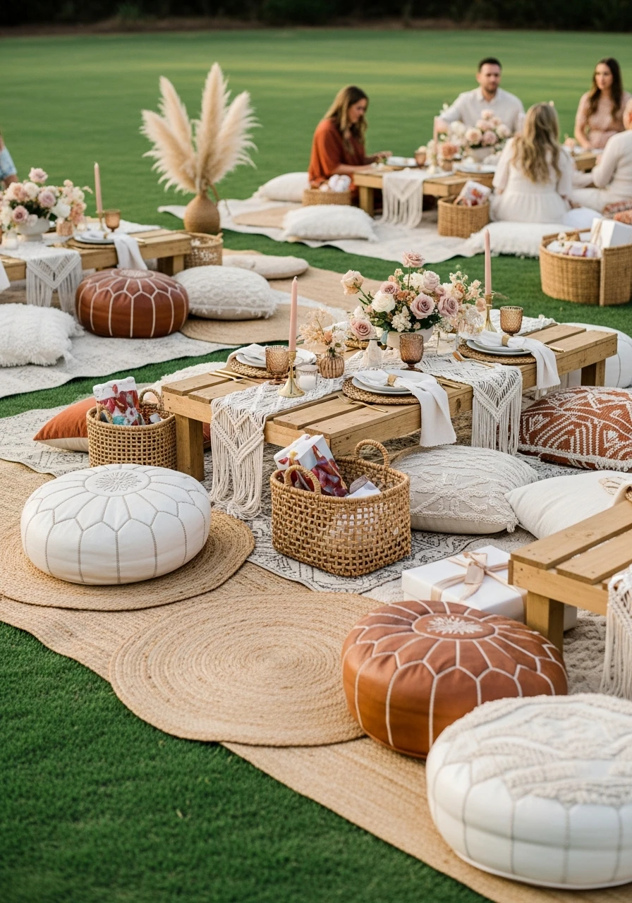 Picnic Style Floor Seating - 50 Dreamy Boho Baby Shower Ideas for a Perfect Celebration