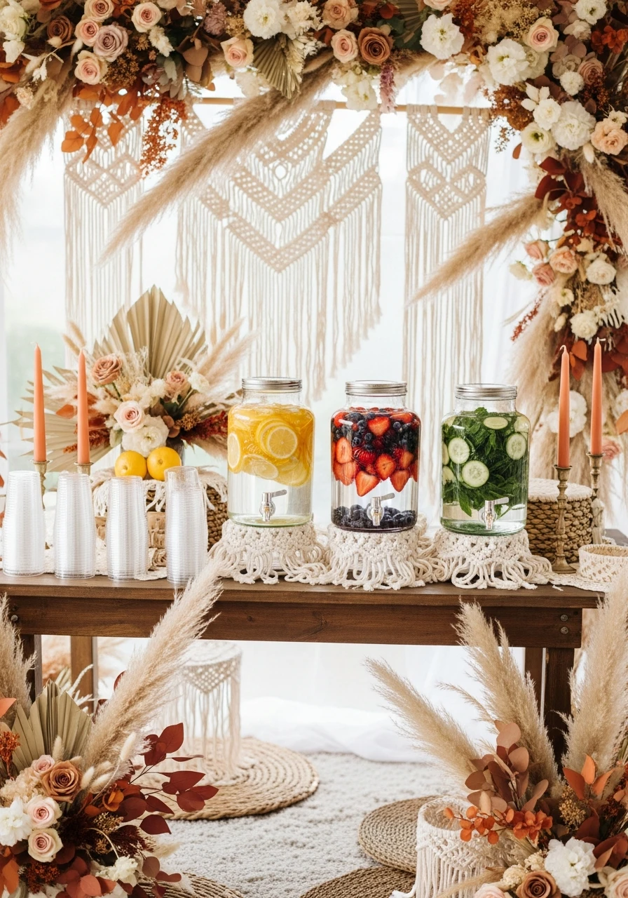 Refreshing Water Bar - 50 Dreamy Boho Baby Shower Ideas for a Perfect Celebration