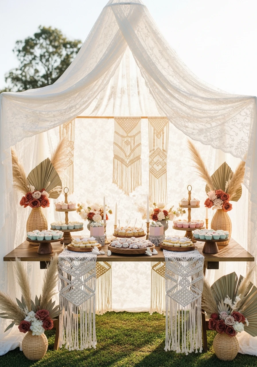 Romantic Lace Canopy - 50 Best Boho Bridal Shower Ideas for a Dreamy Party