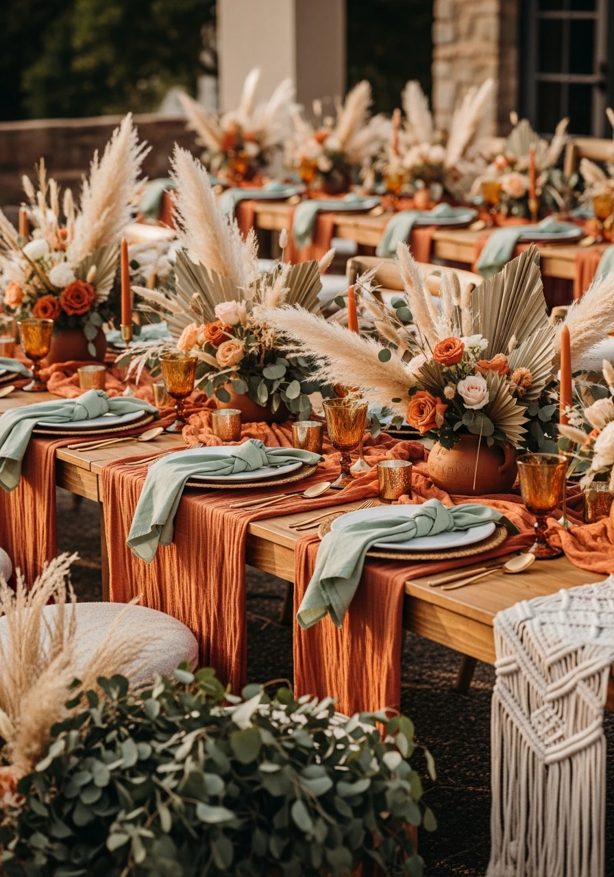 Terracotta and Sage Colors - 50 Best Boho Bridal Shower Ideas for a Dreamy Party