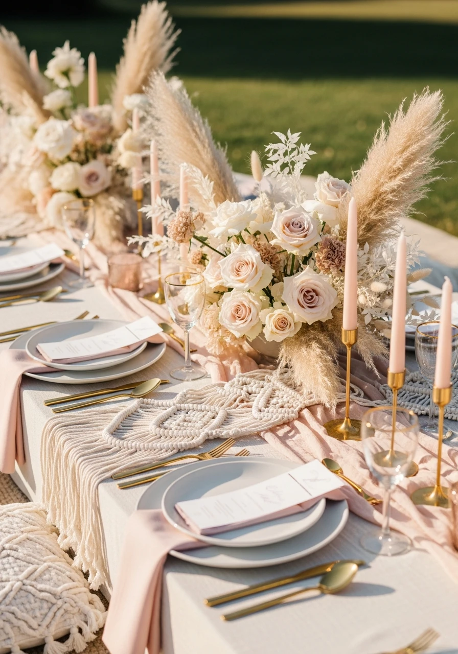Blush and Cream Gold - 50 Best Boho Bridal Shower Ideas for a Dreamy Party