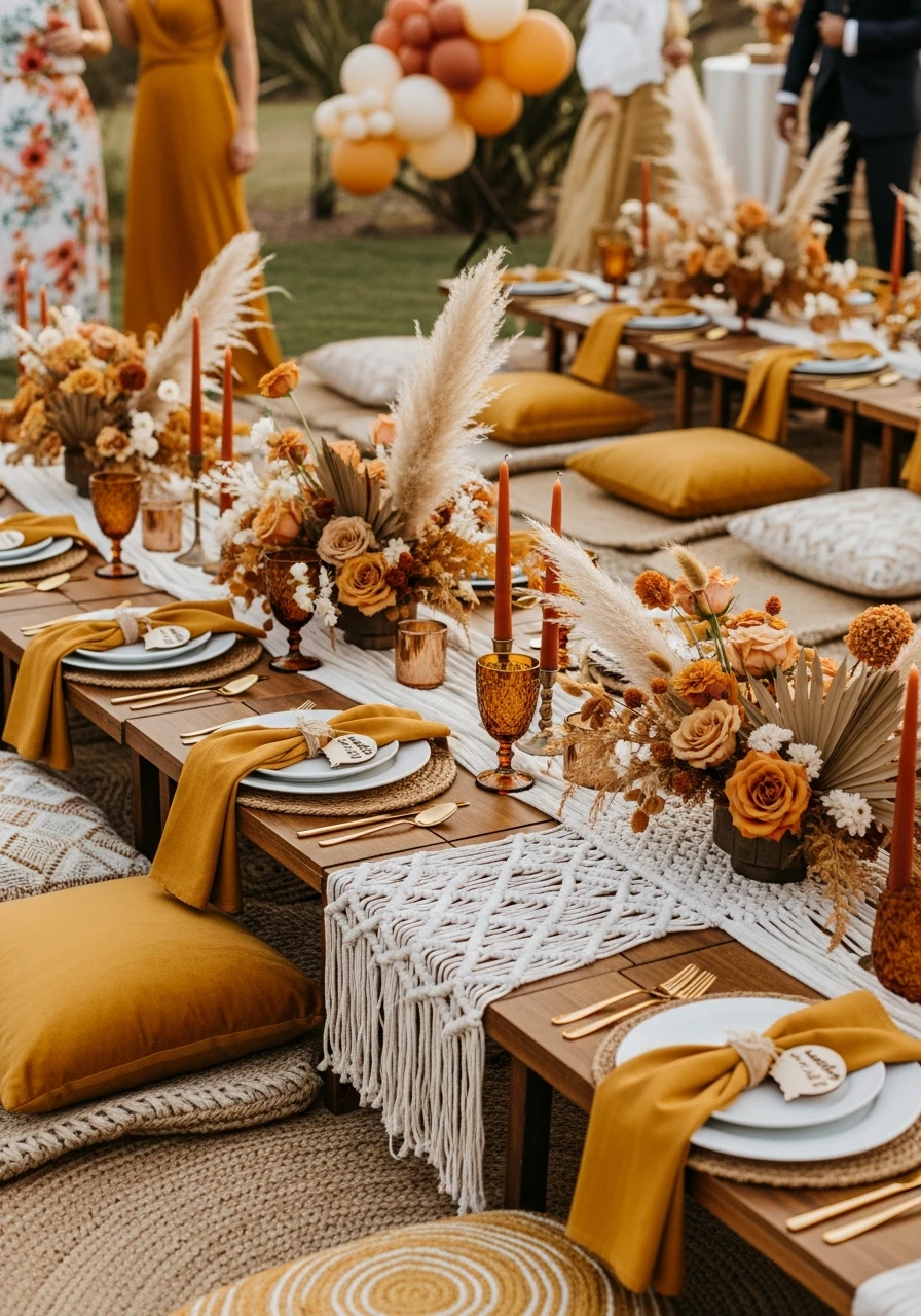 Mustard and Orange Hues - 50 Best Boho Bridal Shower Ideas for a Dreamy Party