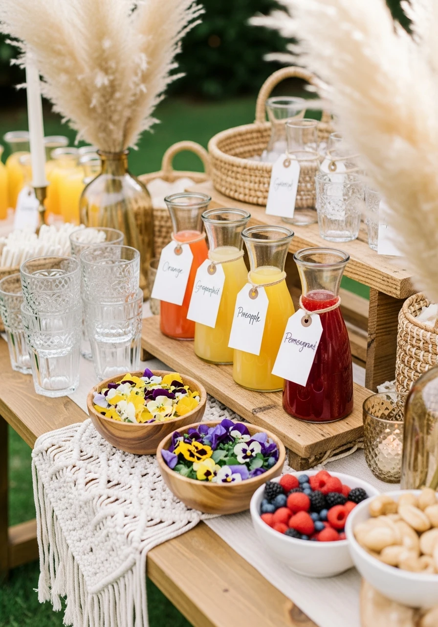 Mimosa Bar Setup - 50 Best Boho Bridal Shower Ideas for a Dreamy Party