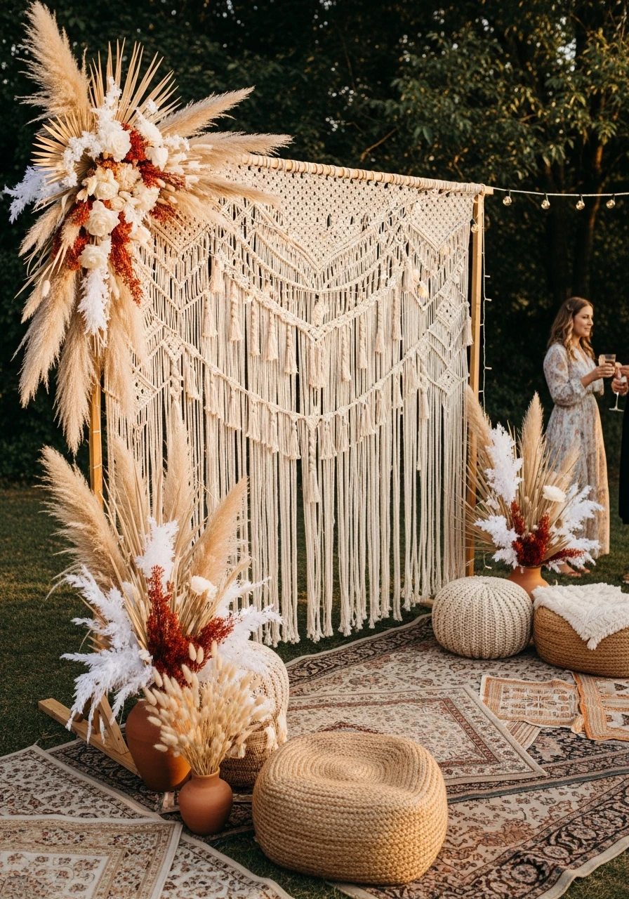 Macramé Photo Backdrop - 50 Best Boho Bridal Shower Ideas for a Dreamy Party