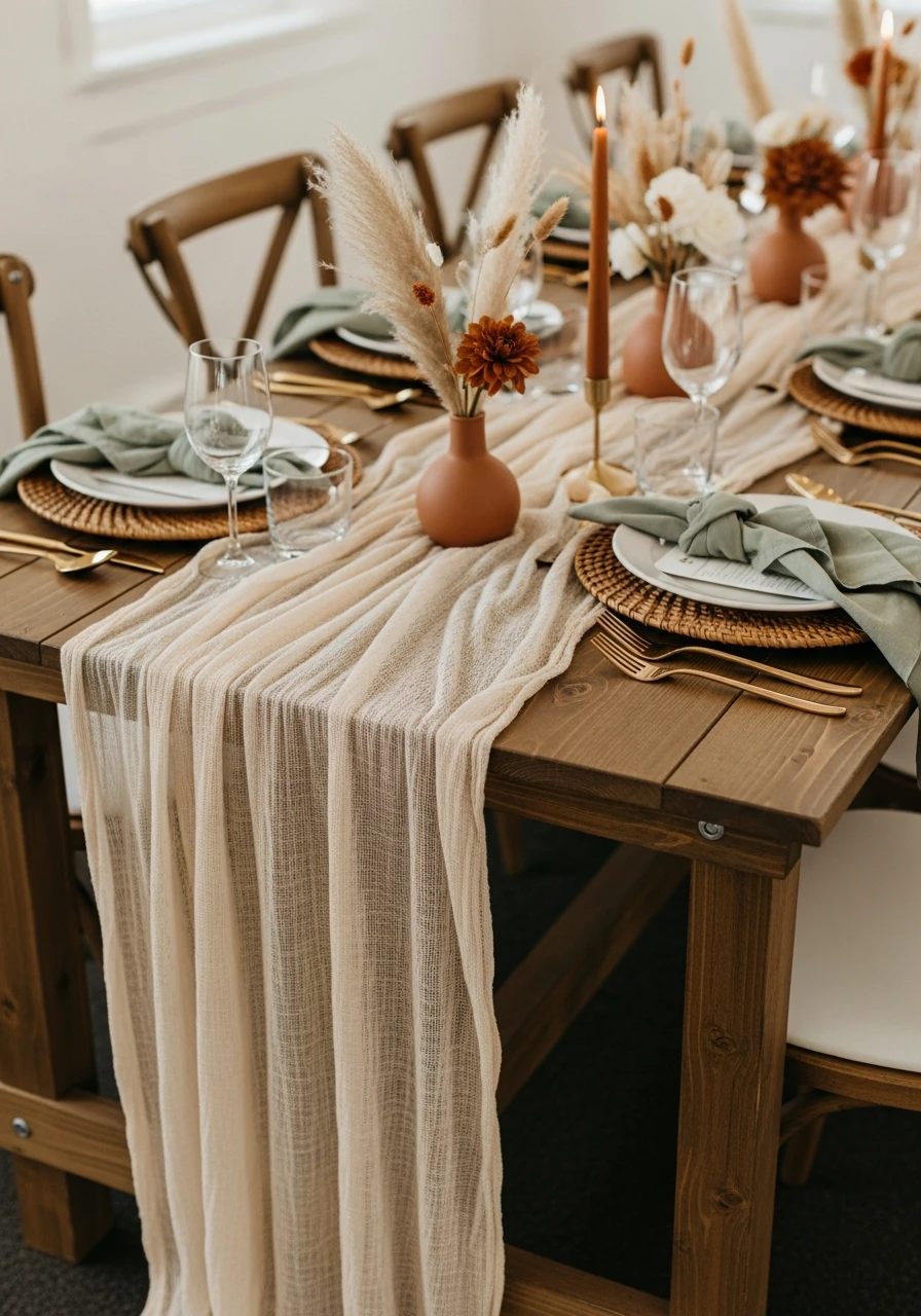 Neutral Table Linens - 50 Best Boho Bridal Shower Ideas for a Dreamy Party
