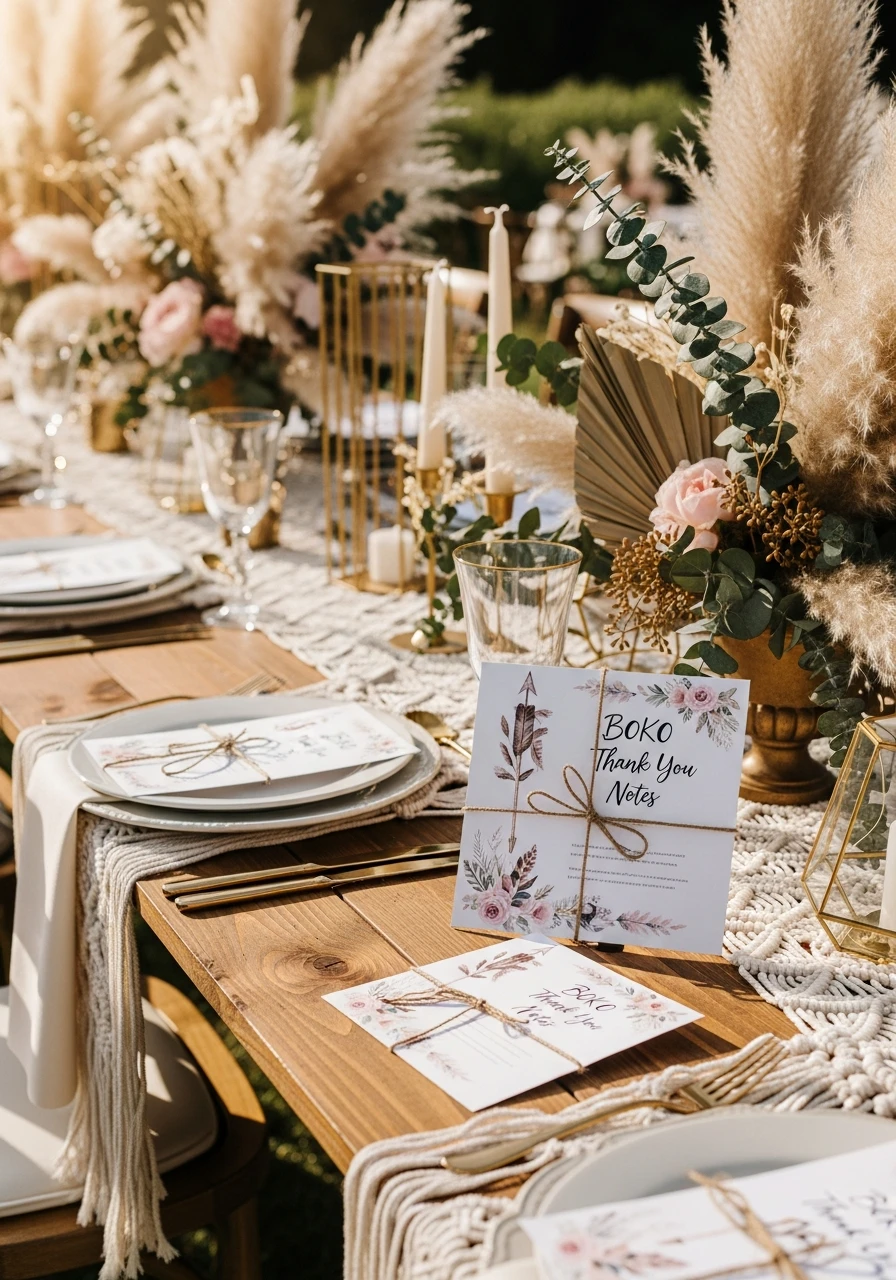 Boho Thank You Notes - 50 Best Boho Bridal Shower Ideas for a Dreamy Party