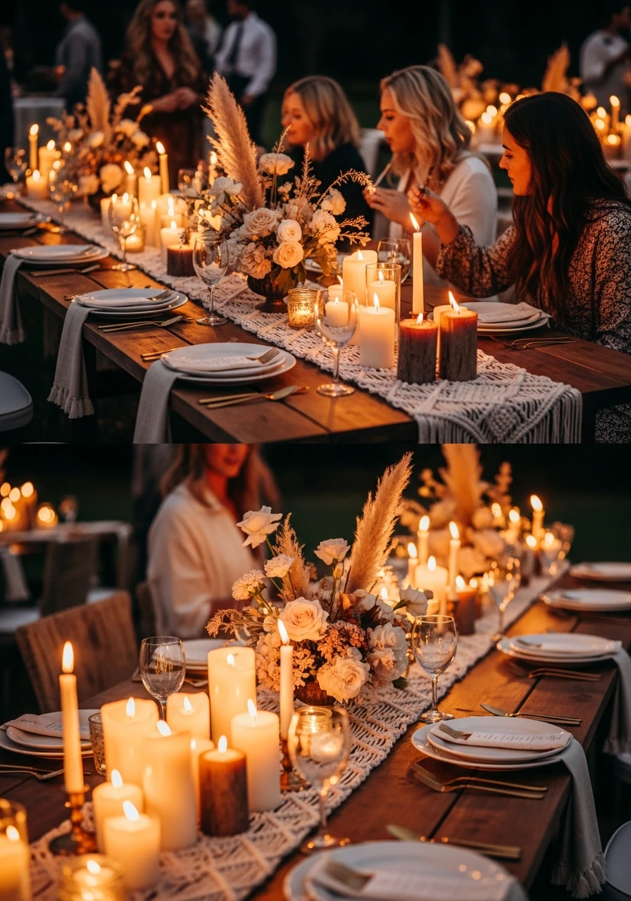Embrace the Evening Glow with Candlelight - 50 Best Boho Bridal Shower Ideas for a Dreamy Party