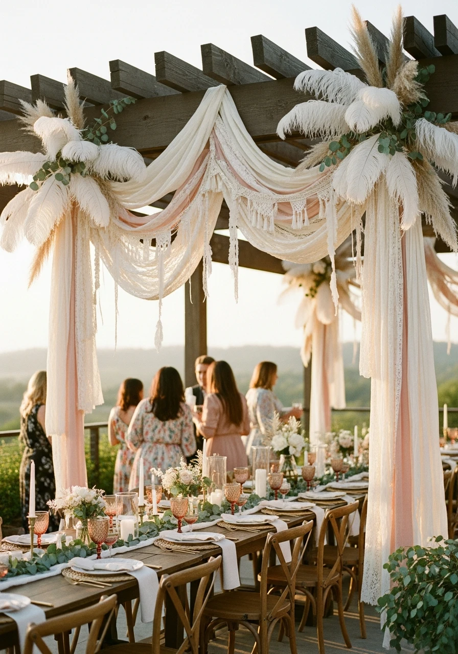 Feather and Fabric Garlands - 50 Best Boho Bridal Shower Ideas for a Dreamy Party