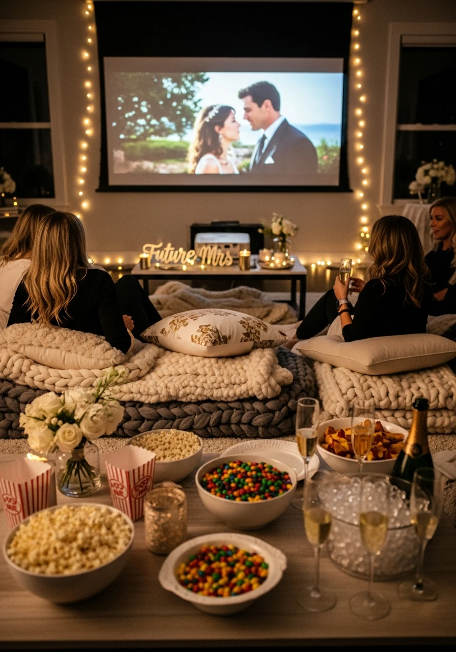 Cozy Home Movie Night - 50 Best Bridal Shower Ideas at Home