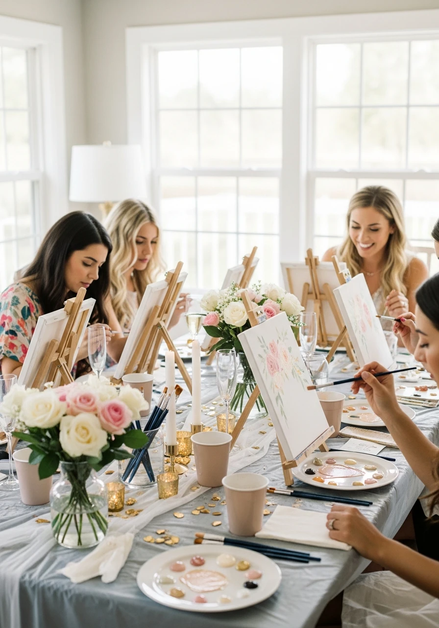 Group Canvas Painting - 50 Best Bridal Shower Ideas at Home