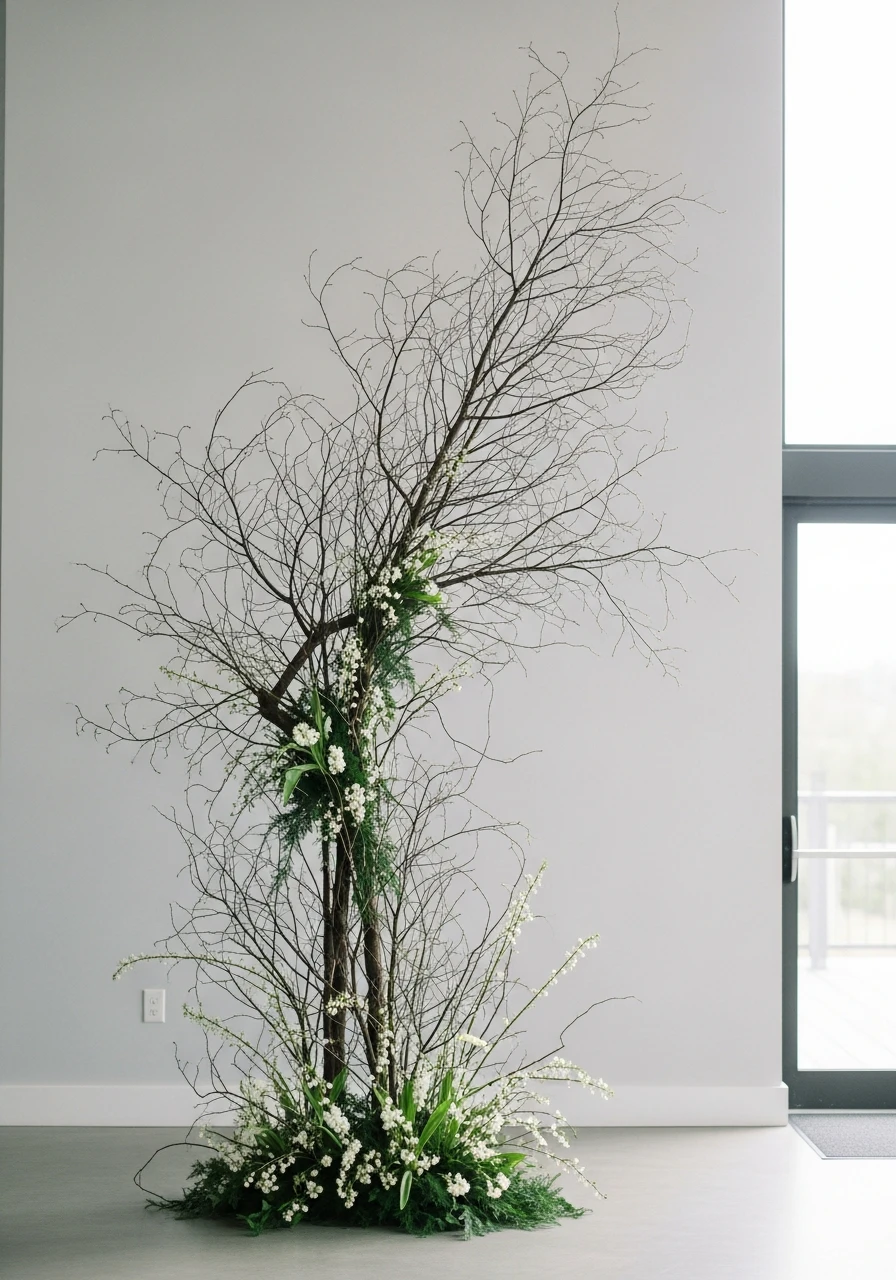 Bare Branches Are Modern - 50 Stunning Bridal Shower Backdrop Ideas