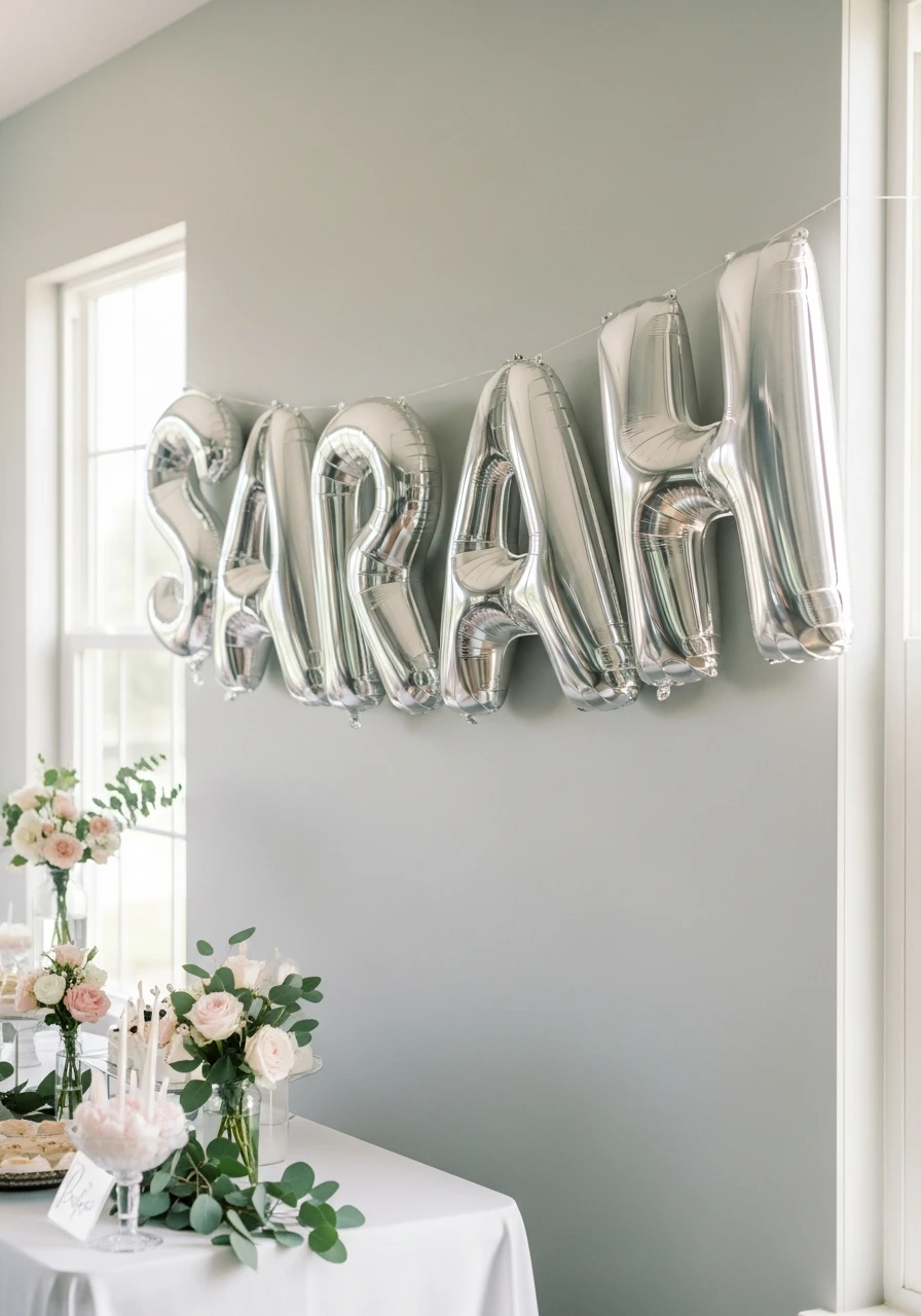 Spell Out the Bride's Name - 50 Stunning Bridal Shower Backdrop Ideas