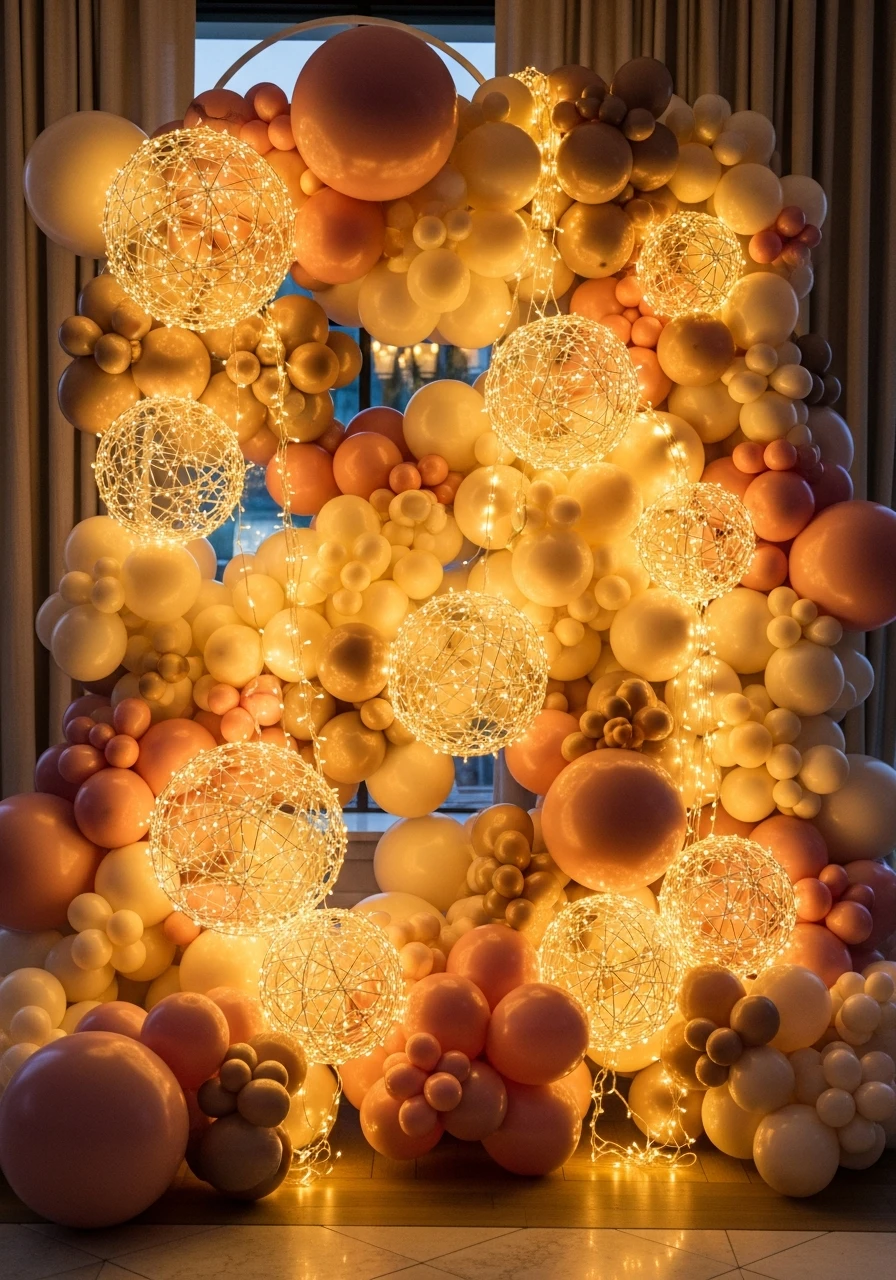 Lights Make Balloons Glow - 50 Stunning Bridal Shower Backdrop Ideas