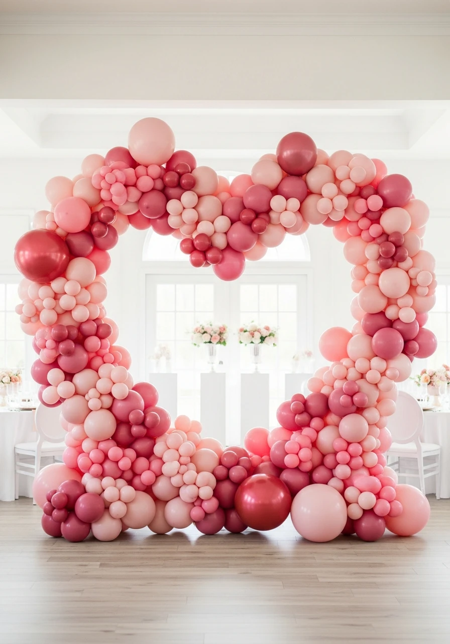 Interactive Heart Balloon Frame - 50 Stunning Bridal Shower Backdrop Ideas