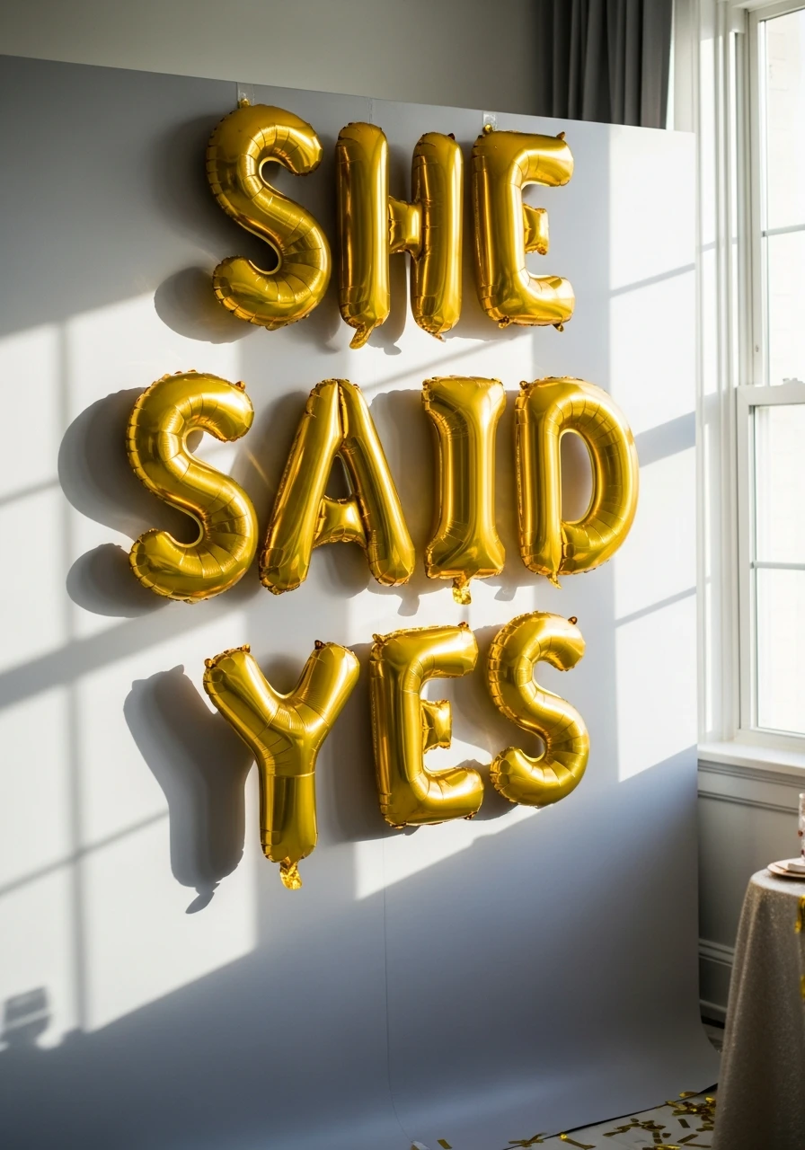 Shiny Gold Foil Letters - 50 Stunning Bridal Shower Backdrop Ideas