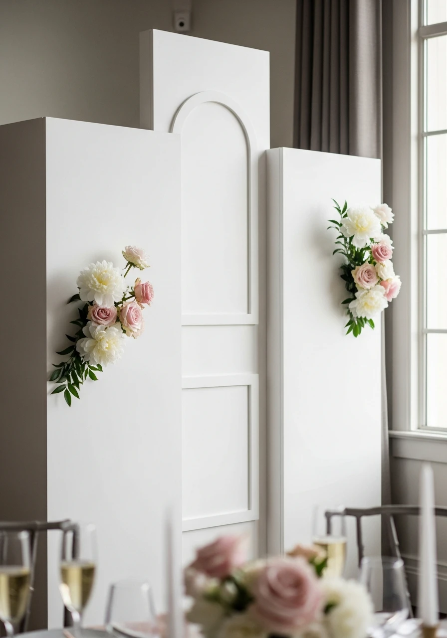 Clean White Panel Look - 50 Stunning Bridal Shower Backdrop Ideas