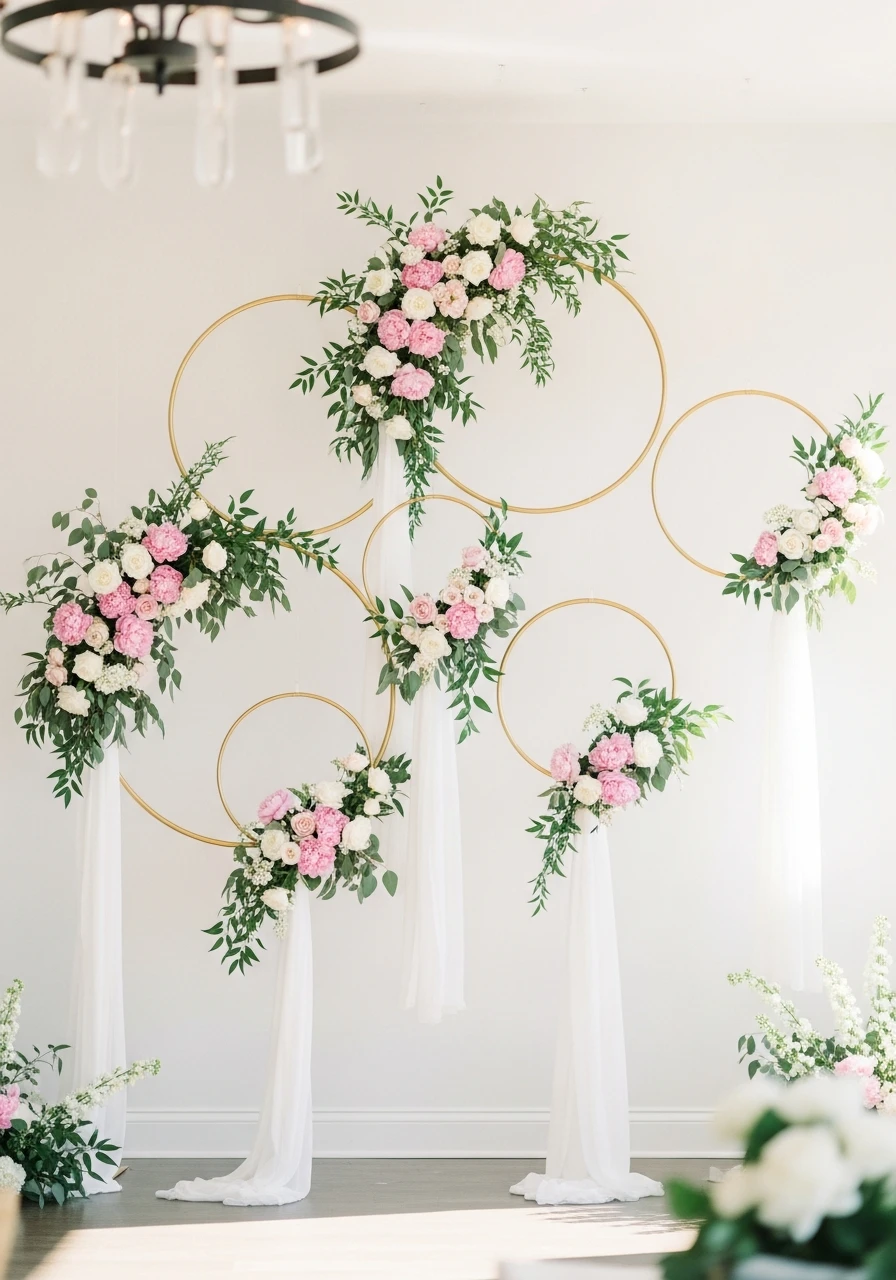 Hula Hoops Are Modern Frames - 50 Stunning Bridal Shower Backdrop Ideas