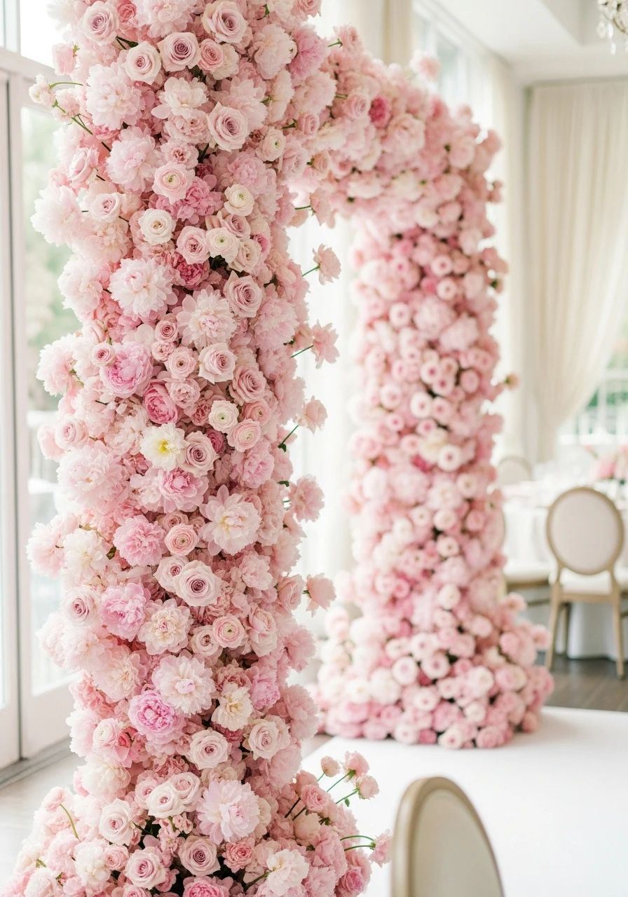 Elegant Single Color Flowers - 50 Stunning Bridal Shower Backdrop Ideas