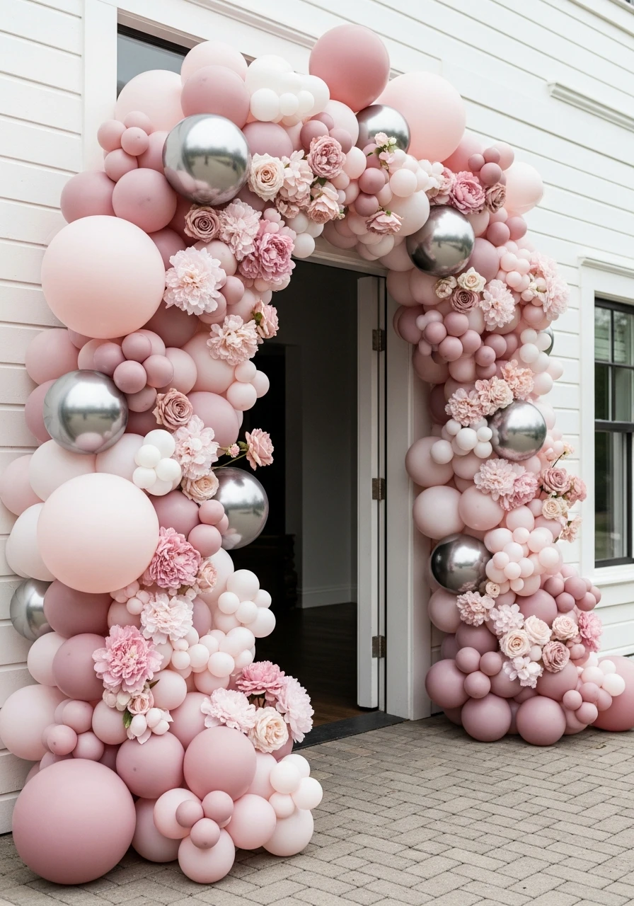 Grand Floral Balloon Entry - 50 Gorgeous Bridal Shower Decorations Ideas