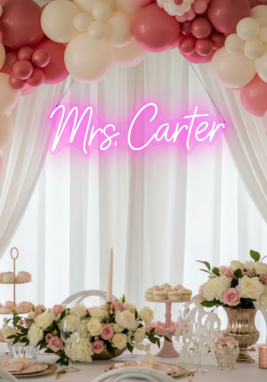 Bright Custom Neon Sign - 50 Gorgeous Bridal Shower Decorations Ideas