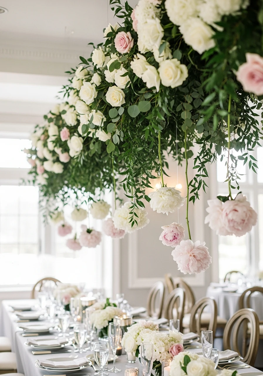 Floating Flower Decor - 50 Gorgeous Bridal Shower Decorations Ideas