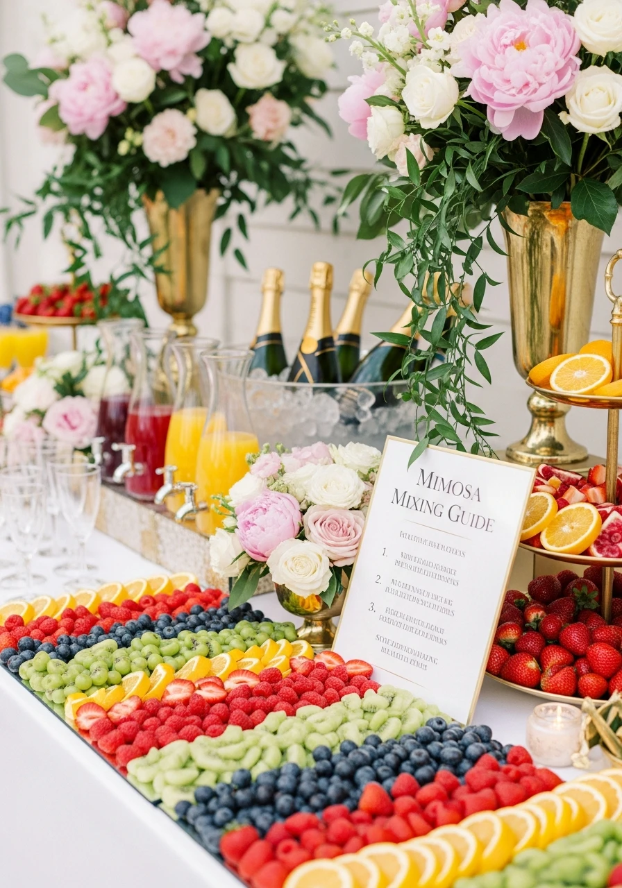 Colorful Mimosa Bar Setup - 50 Gorgeous Bridal Shower Decorations Ideas