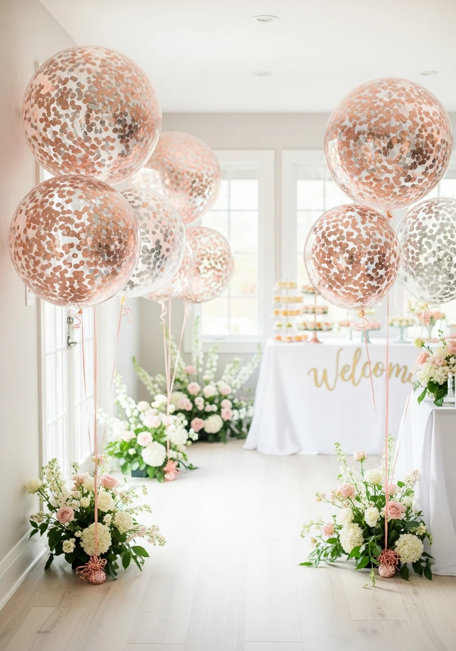 Sparkle Confetti Balloons - 50 Gorgeous Bridal Shower Decorations Ideas