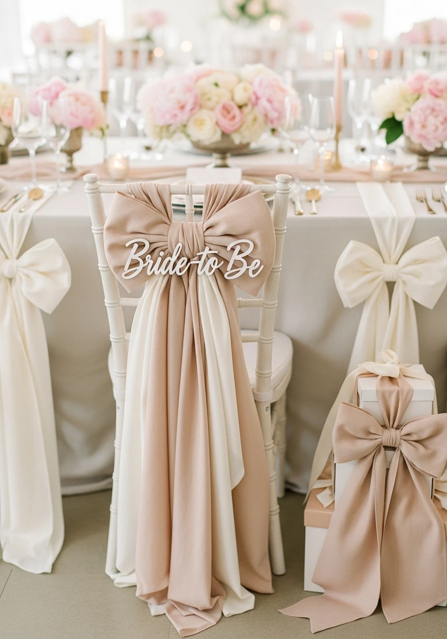 Trendy Large Bow Accents - 50 Gorgeous Bridal Shower Decorations Ideas