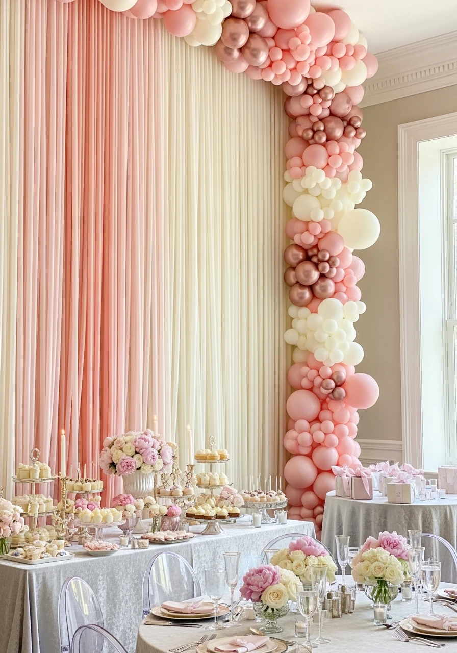 Vertical Balloon Display - 50 Gorgeous Bridal Shower Decorations Ideas