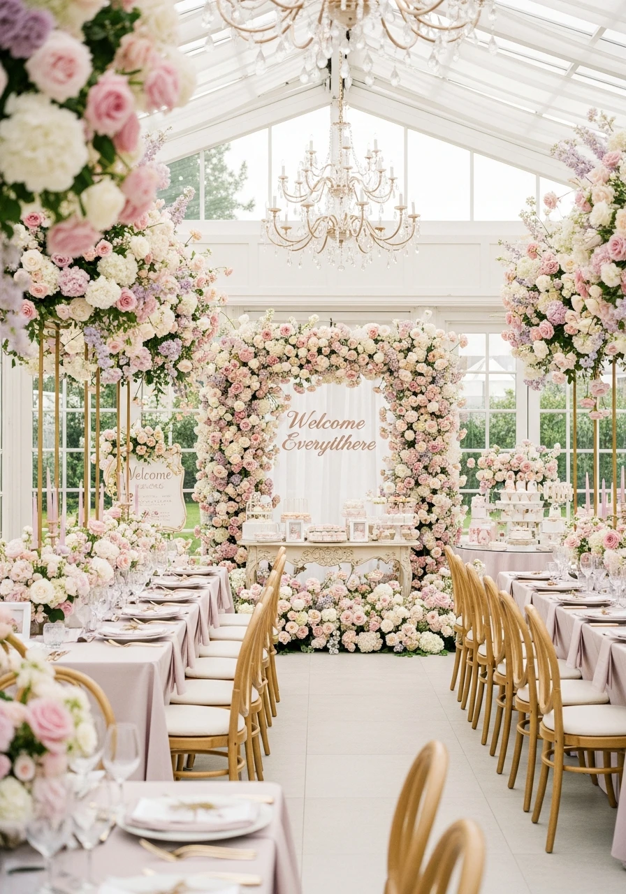 Flowers Everywhere Setup - 50 Best Bridal Shower Set Up Ideas