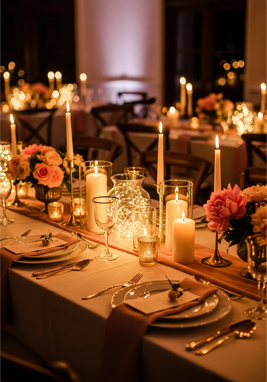 Warm Candlelight Glow - 50 Best Bridal Shower Set Up Ideas