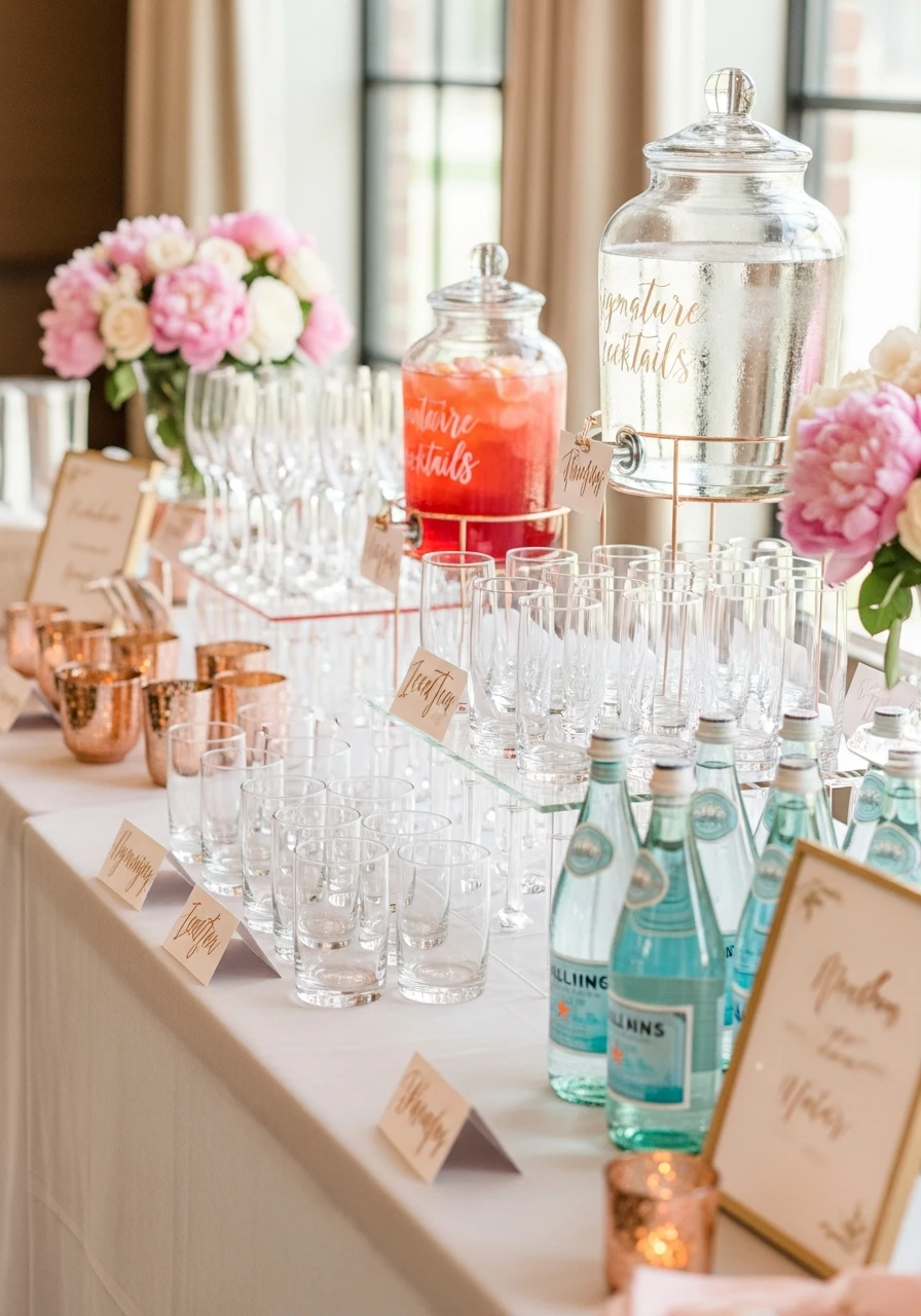 Organized Drink Station - 50 Best Bridal Shower Set Up Ideas