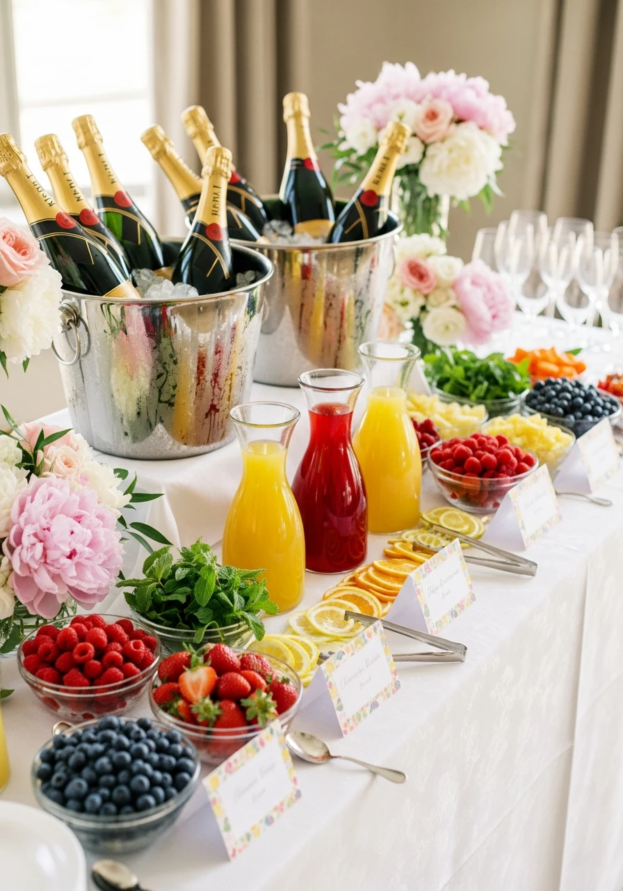 Fun Mimosa Bar - 50 Best Bridal Shower Set Up Ideas