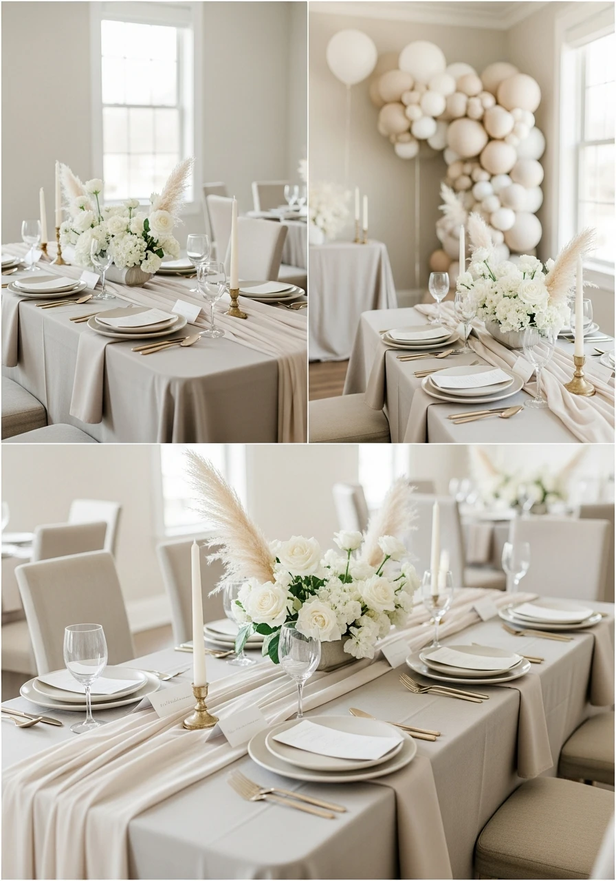 Clean Neutral Decor - 50 Best Bridal Shower Set Up Ideas
