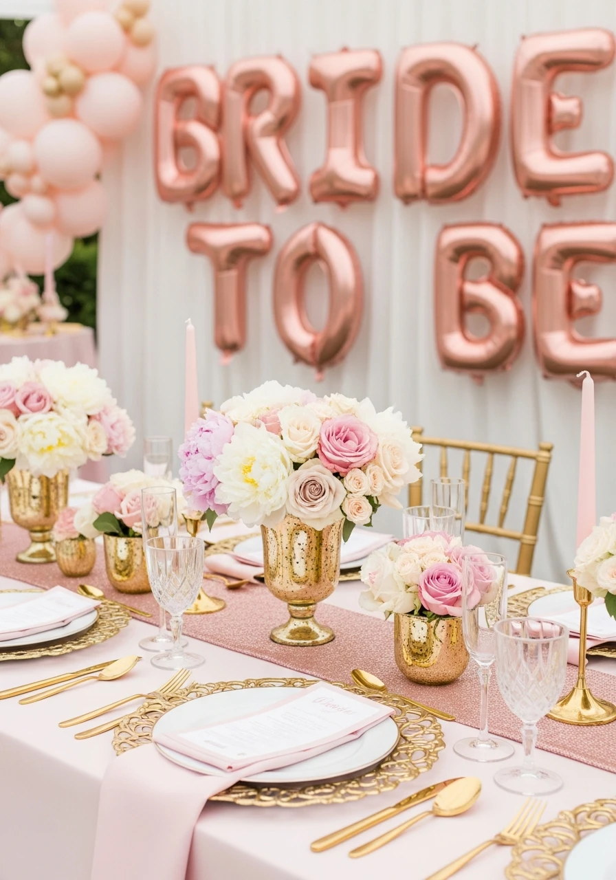 Pink and Gold Sparkle - 50 Best Bridal Shower Set Up Ideas