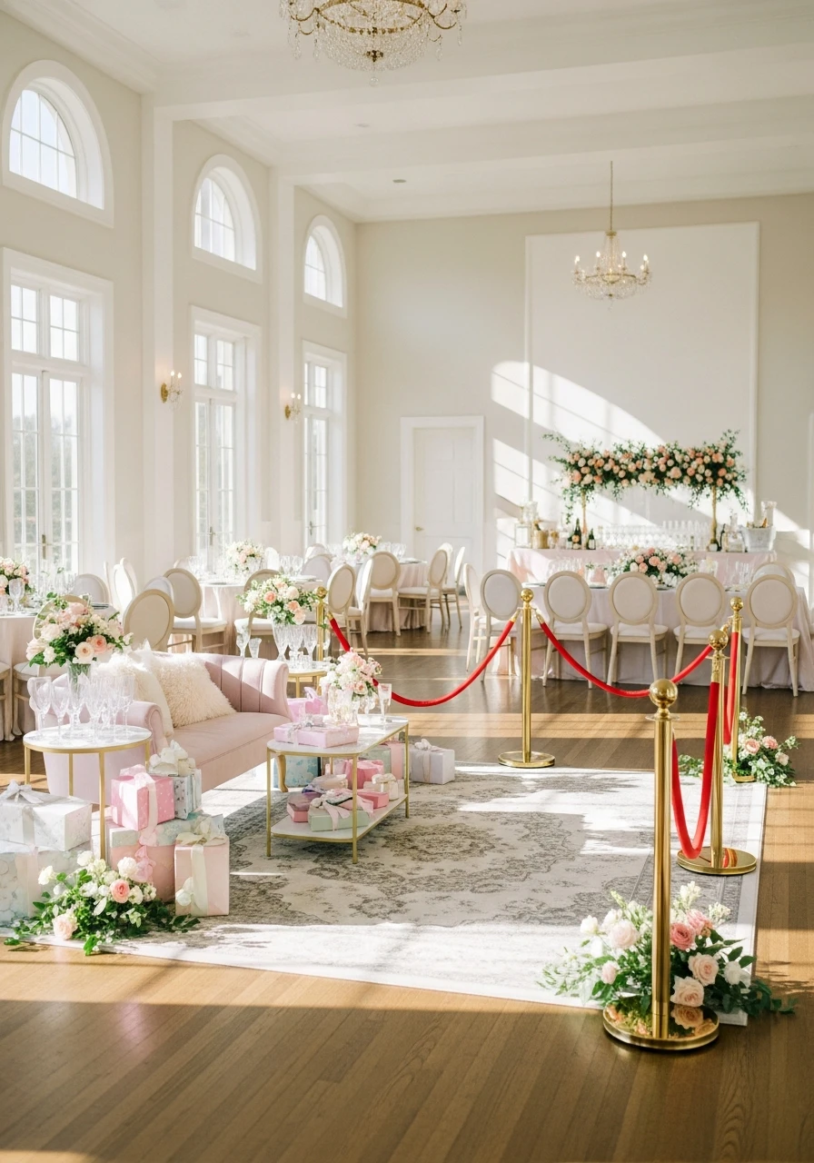 Divide and Conquer: Smart Hall Zoning - 50 Best Bridal Shower Set Up Ideas