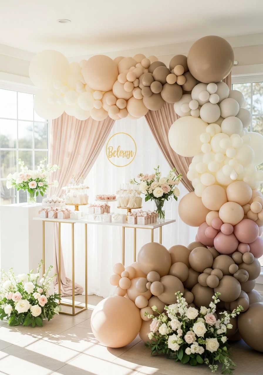 Soft Balloon Colors - 50 Best Bridal Shower Set Up Ideas