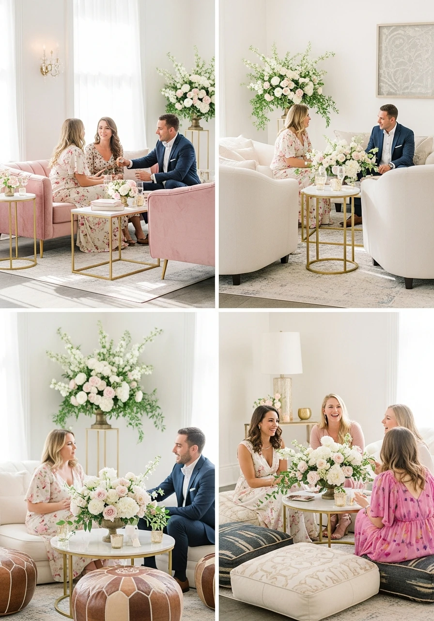 Relaxed Lounge Area - 50 Best Bridal Shower Set Up Ideas