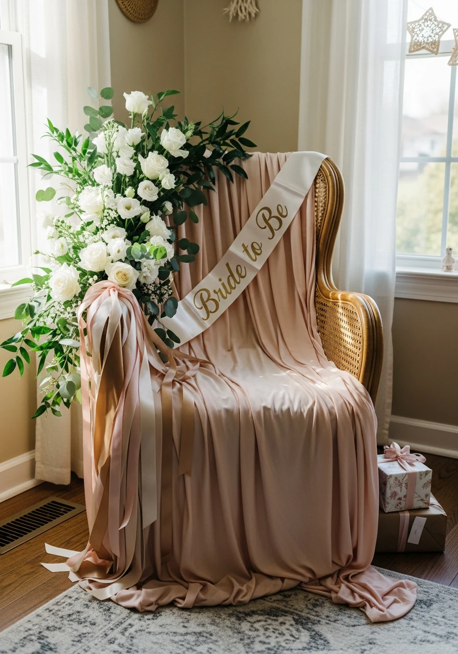 Decorated Bride Chair - 30 Bride to Be Decoration Ideas at Home